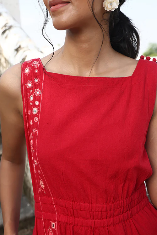 Okhai "Supernova" Hand-Embroidered Mirrorwork Pure Cotton Jumpsuit - Image 2