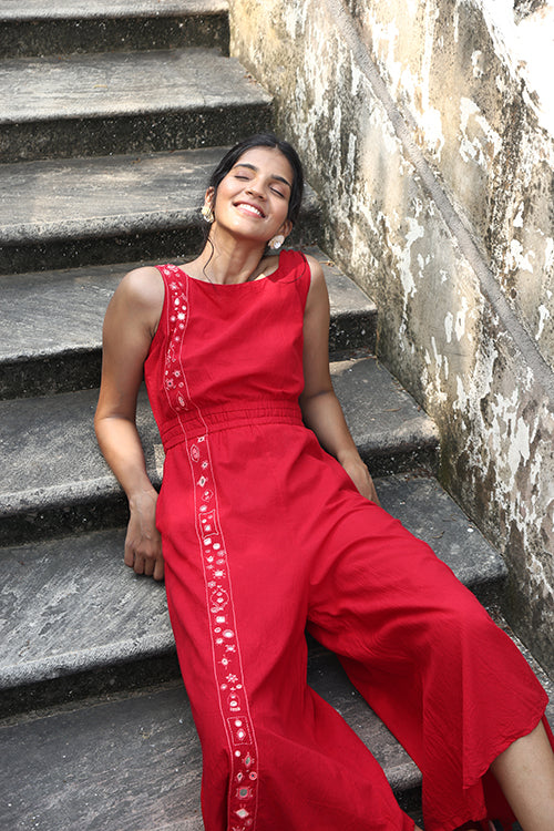 Okhai "Supernova" Hand-Embroidered Mirrorwork Pure Cotton Jumpsuit - Image 8