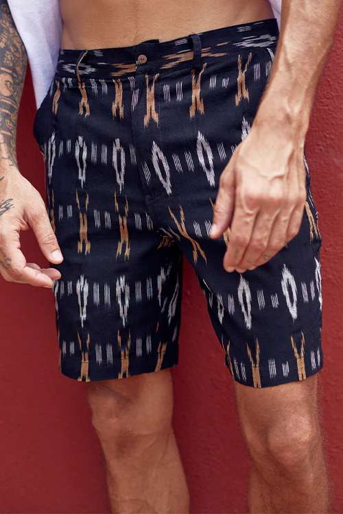 Okhai 'Truth' Pure Cotton Ikat Shorts (Inseam 8") - Image 3