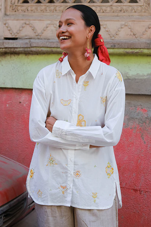 Okhai "Tutti frutti" Rabari Embroidery Pure Cotton anti-fit shirt - Image 5