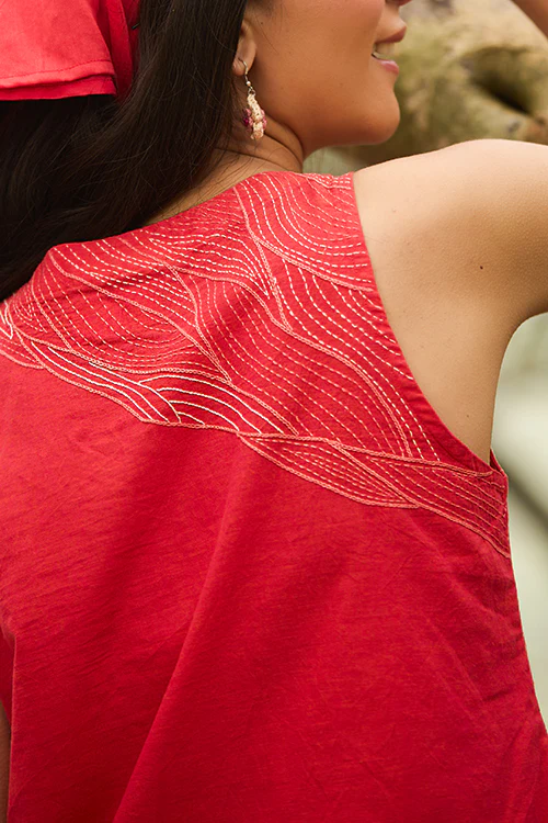 Okhai "Twilight" Hand-Embroidered Pure Cotton Sleeveless Top - Image 6