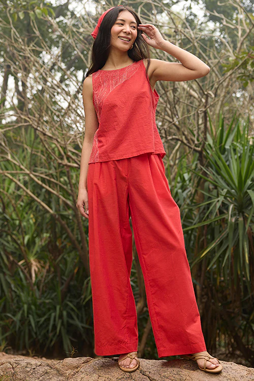 Okhai "Twilight" Hand-Embroidered Pure Cotton Sleeveless Top - Image 7