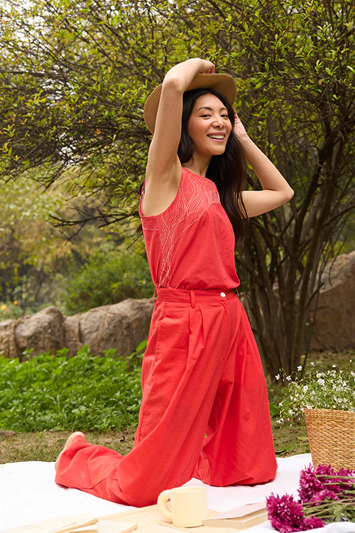 Okhai "Twilight" Hand-Embroidered Pure Cotton Sleeveless Top - Image 8