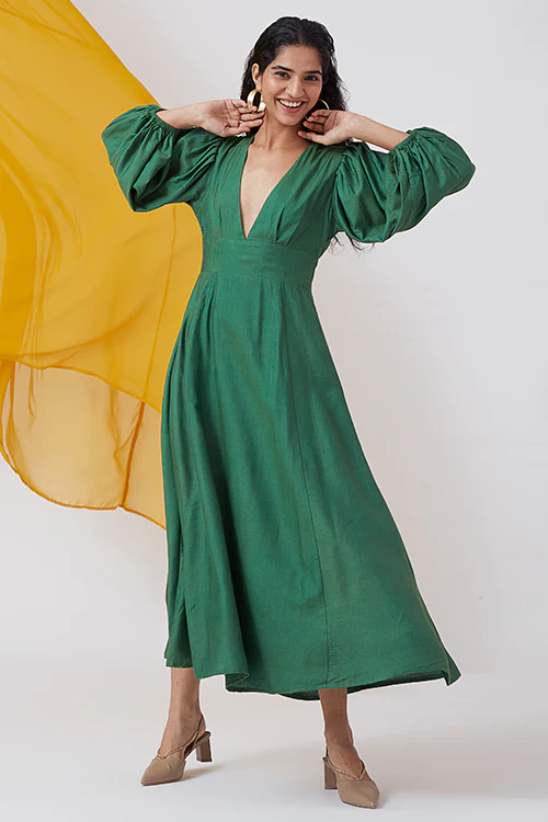Okhai 'Understated' V-Neck Silk Blend Dress - Image 2
