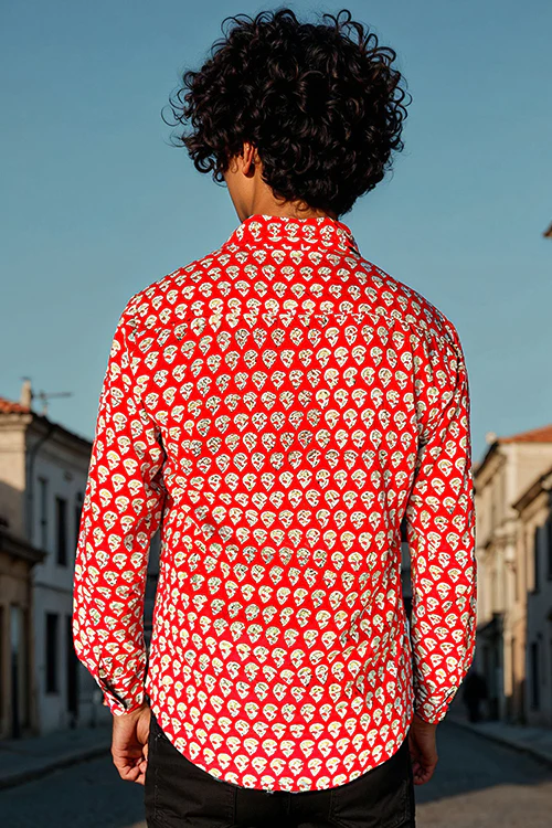 Okhai "Vanguard" Handblock Printed Pure Cotton Full-Sleeved Shirt - Image 2