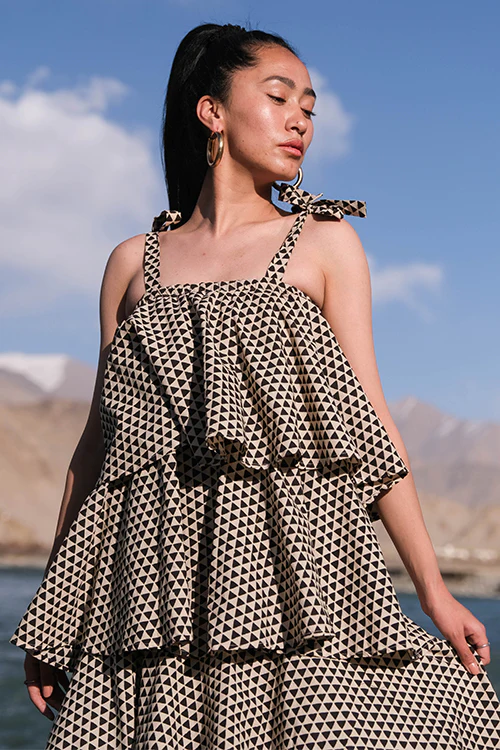 Okhai 'Wildfire' Hand Block Printed Cotton Dress - Image 5