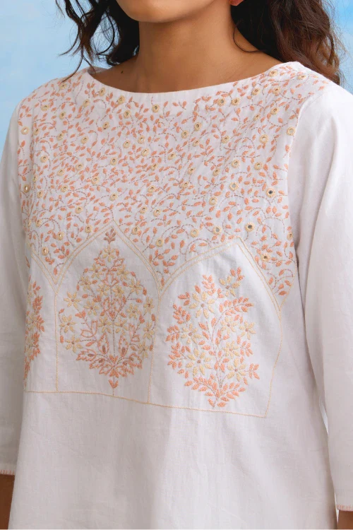 Okhai "Winter" Hand-Embroidered Mirrorwork Pure Cotton Kurta Salwar Set