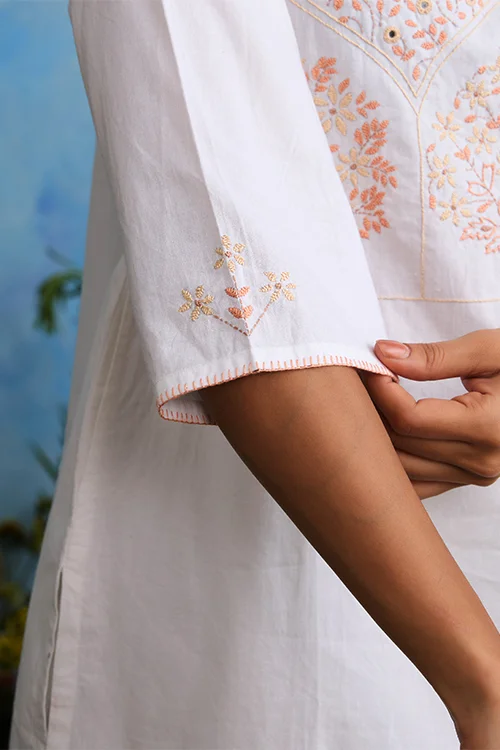Okhai "Winter" Hand-Embroidered Mirrorwork Pure Cotton Kurta Salwar Set - Image 3