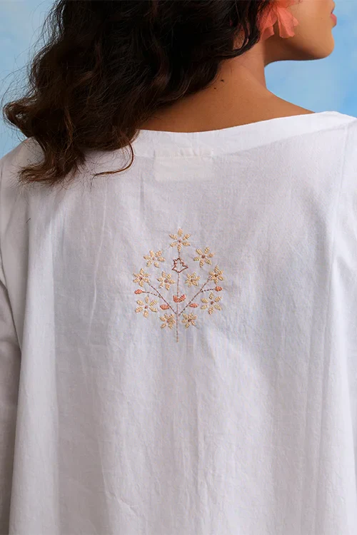Okhai "Winter" Hand-Embroidered Mirrorwork Pure Cotton Kurta Salwar Set - Image 4