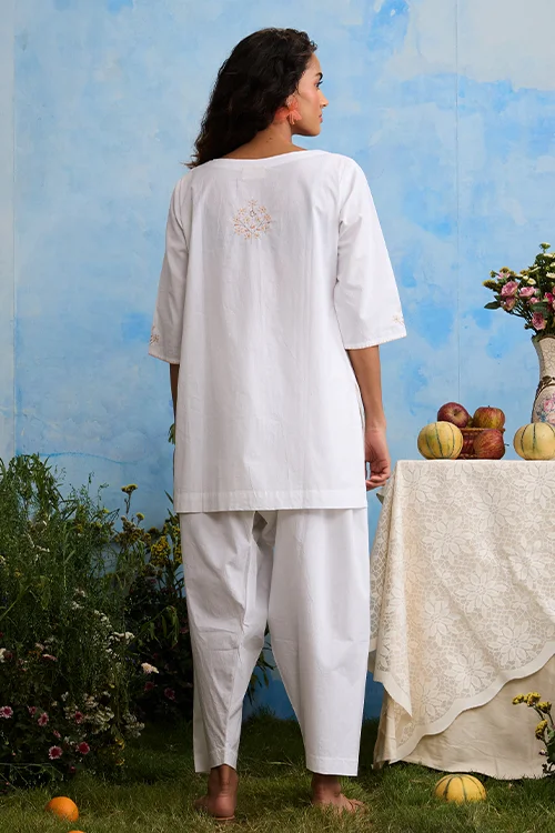 Okhai "Winter" Hand-Embroidered Mirrorwork Pure Cotton Kurta Salwar Set - Image 5