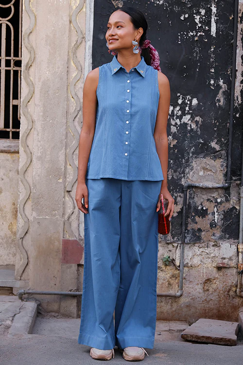 Okhai "Zesty" Pure Cotton Blue Pants - Image 6