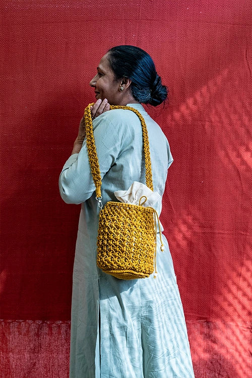 On-The-Go Hand-Knotted Bucket Bag - Image 3