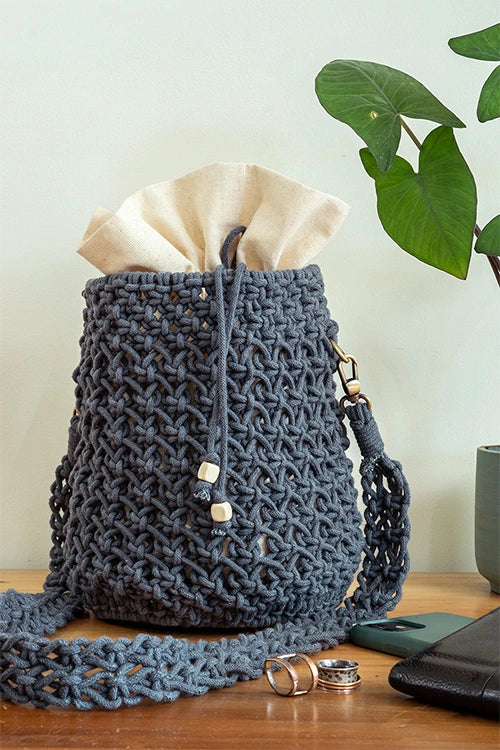 On-The-Go Hand-Knotted Bucket Bag - Image 8
