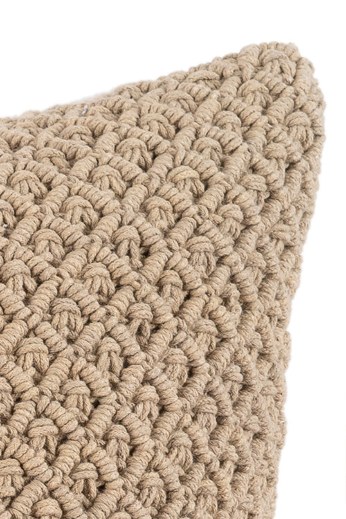 One 'O' Eight Knots Jewel Hand-Knotted 100% Cotton Cushion Cover (Single pc)-Ecru - Image 2