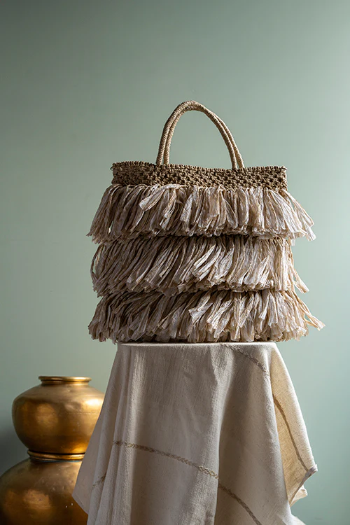 One 'O' Eight Knots Moonlit Raffia Bag - Image 2