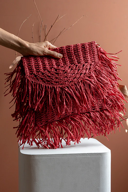 One 'O' Eight Knots Poppy Raffia Bag - Image 4