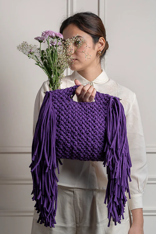 One 'O' Eight Knots Spirited T-Shirt Yarn Bag - Aubergine - Image 3