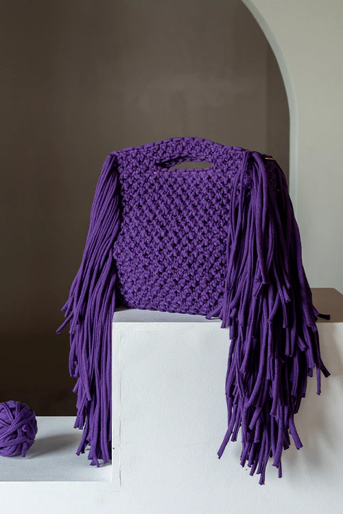 One 'O' Eight Knots Spirited T-Shirt Yarn Bag - Aubergine - Image 4