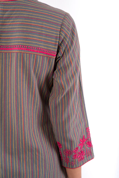 Rangsutra Pardis Grey Chikankari Round Neck Kurta - Image 11
