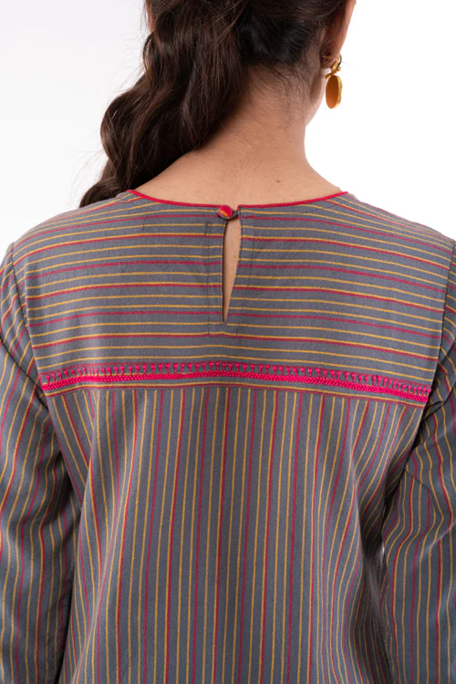 Rangsutra Pardis Grey Chikankari Round Neck Kurta - Image 12