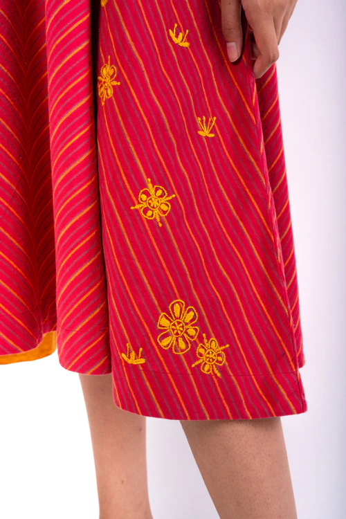 Rangsutra Pardis Red Chikankari Round Neck Dress - Image 6