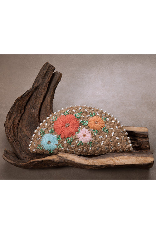 Dhaaga Pastel Bouquet In Silver Half Moon Clutch Bag - Image 2