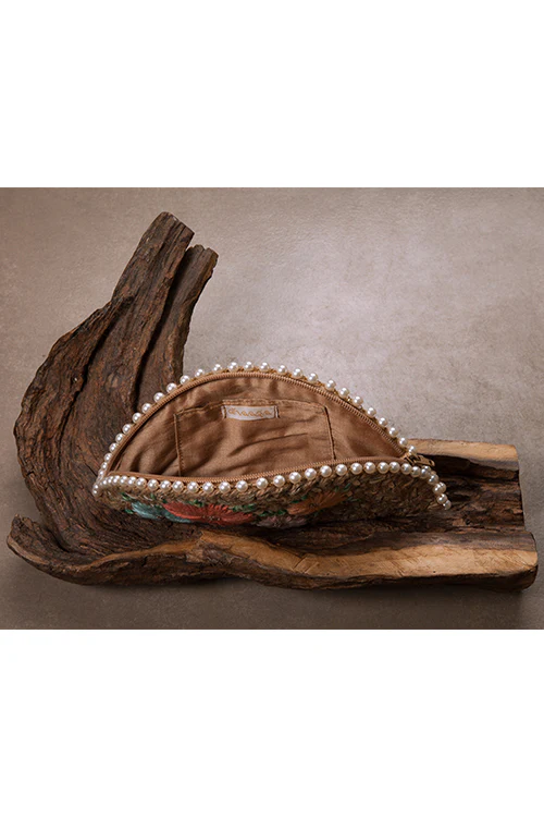 Dhaaga Pastel Bouquet In Silver Half Moon Clutch Bag - Image 3