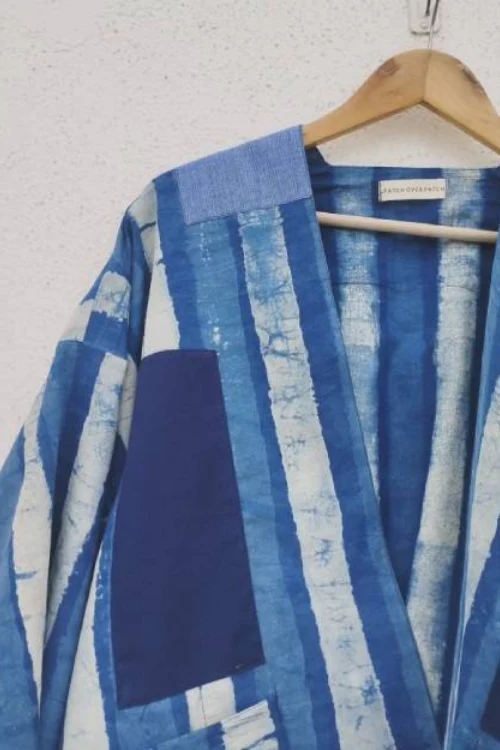 Patch Over Patch Indigo Stripe Jacket - Image 2
