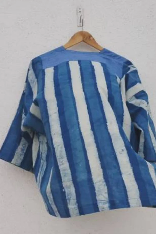 Patch Over Patch Indigo Stripe Jacket - Image 4