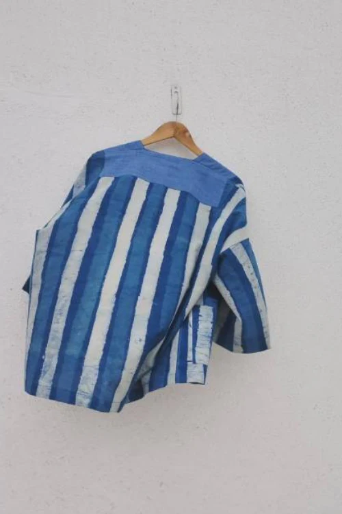Patch Over Patch Indigo Stripe Jacket - Image 5