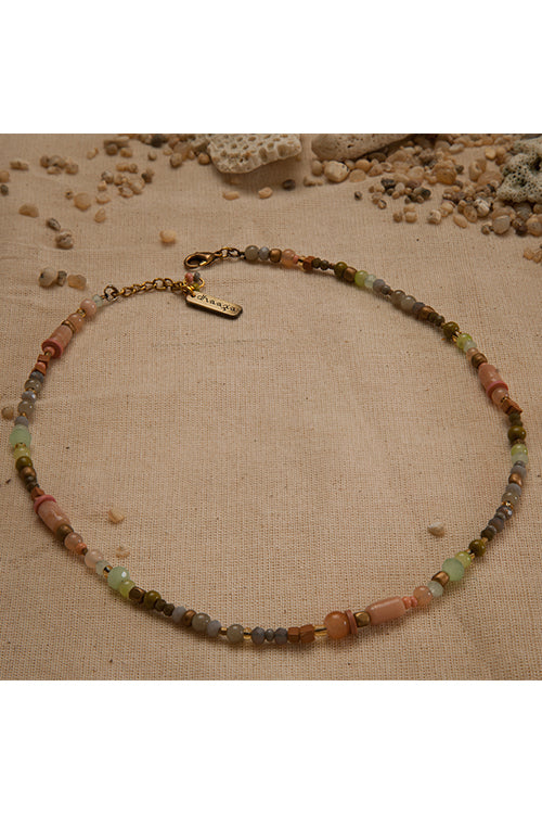 Dhaaga Peach Beach Bead Stone Necklace - Image 4