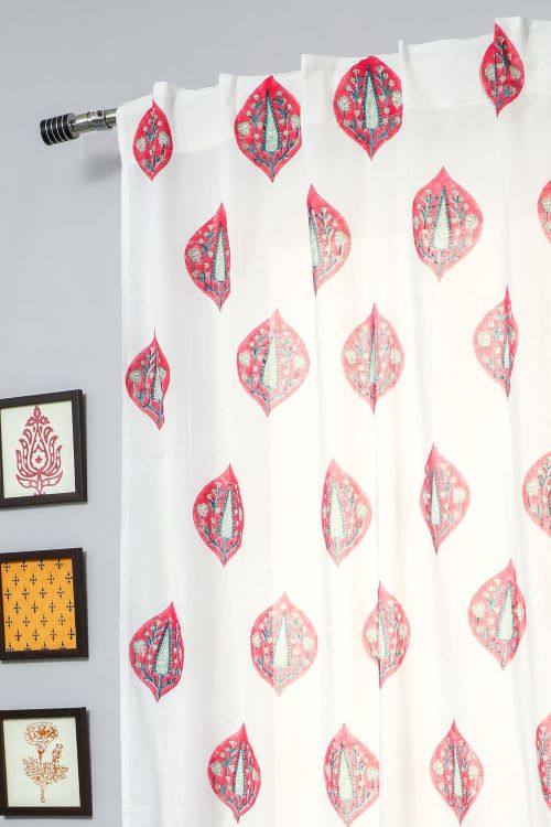 Sooti Syahi Persian Palm Hand Block Printed Door Curtain - Image 3