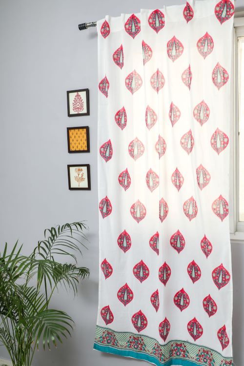 Sooti Syahi Persian Palm Hand Block Printed Door Curtain - Image 4