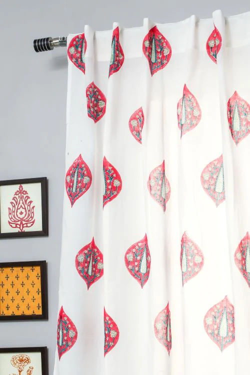 Sooti Syahi Persian Palm Hand Block Printed Window Curtain - Image 2