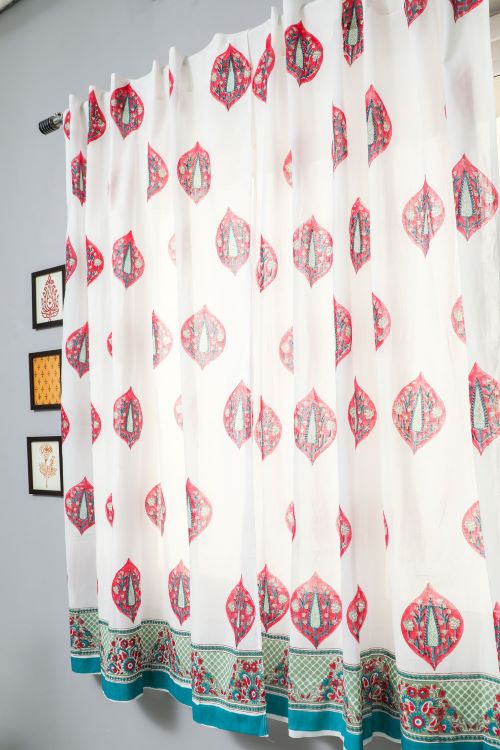 Sooti Syahi Persian Palm Hand Block Printed Window Curtain - Image 4