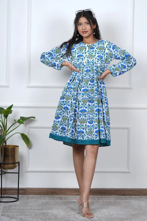Sooti Syahi Petal Perfection Hand Block Printed Dress