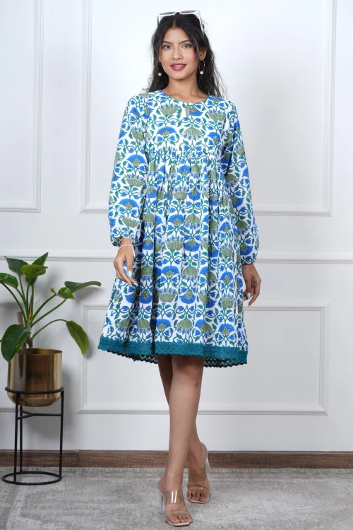 Sooti Syahi Petal Perfection Hand Block Printed Dress - Image 2