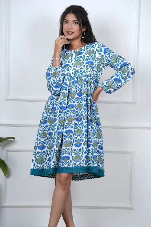 Sooti Syahi Petal Perfection Hand Block Printed Dress - Image 3