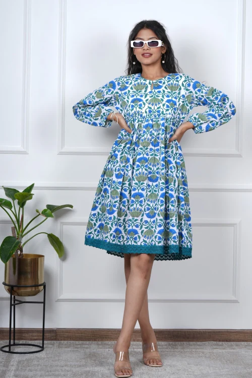 Sooti Syahi Petal Perfection Hand Block Printed Dress - Image 4