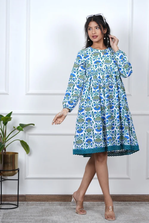 Sooti Syahi Petal Perfection Hand Block Printed Dress - Image 5