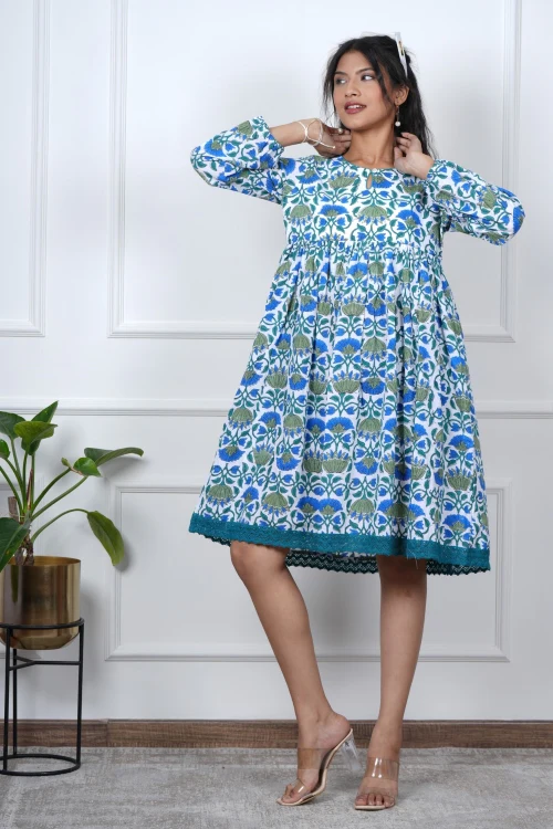 Sooti Syahi Petal Perfection Hand Block Printed Dress - Image 6