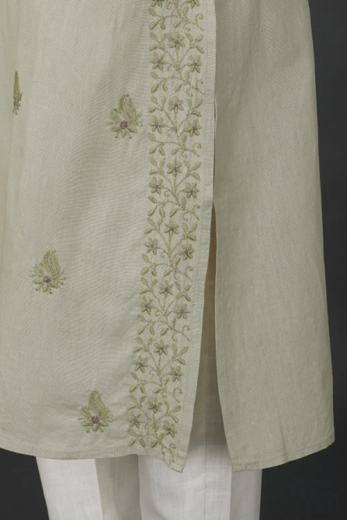 Phae Ahana Cotton Linen Kurta With Hand Chikankari - Image 5