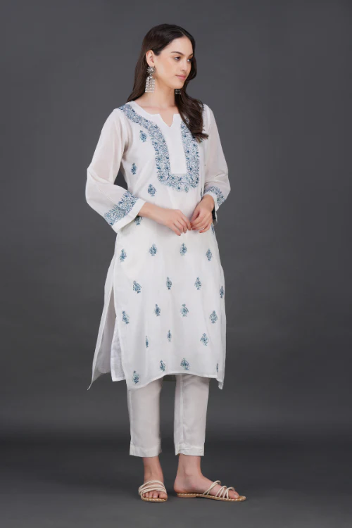 Phae Ahava White Cotton Crinkle Kurta - Image 3