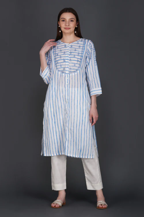 Phae Alina Kurta In Cotton Stripe - Image 5