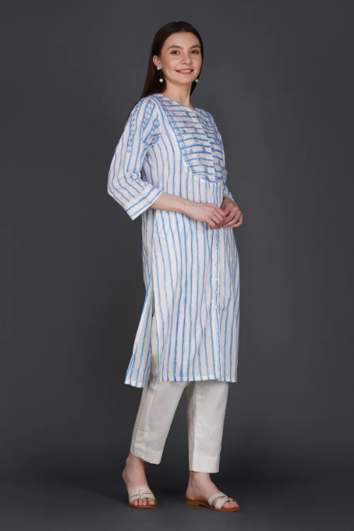 Phae Alina Kurta In Cotton Stripe - Image 7