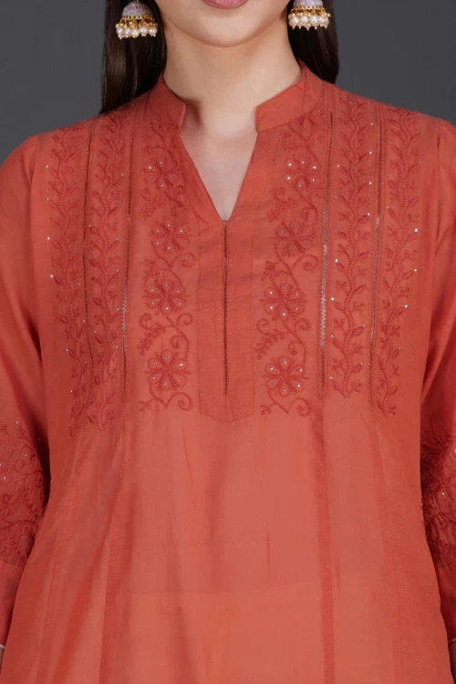 Phae Ariana Kurta In Rust Orange - Image 3