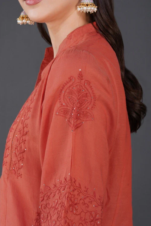 Phae Ariana Kurta In Rust Orange - Image 4