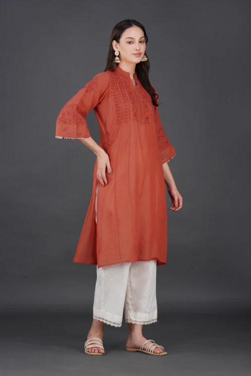 Phae Ariana Kurta In Rust Orange - Image 6