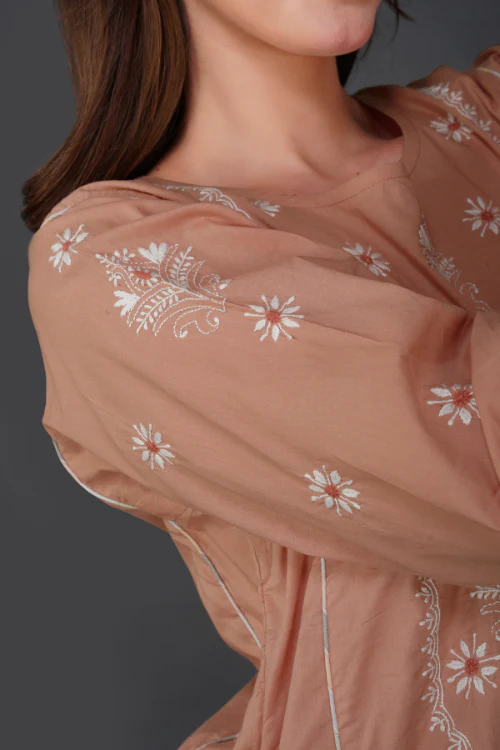 Phae Avani  Cotton Kurta With Hand Chikankari Embroidery - Image 3