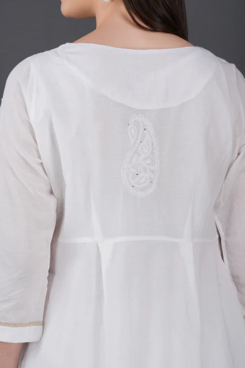 Phae Briena White Cotton Crinkle White Kurta - Image 3